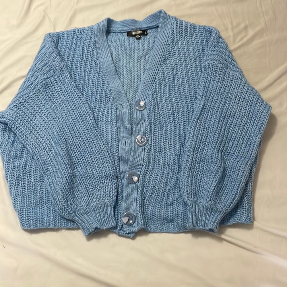 Baby blue cropped cardigan